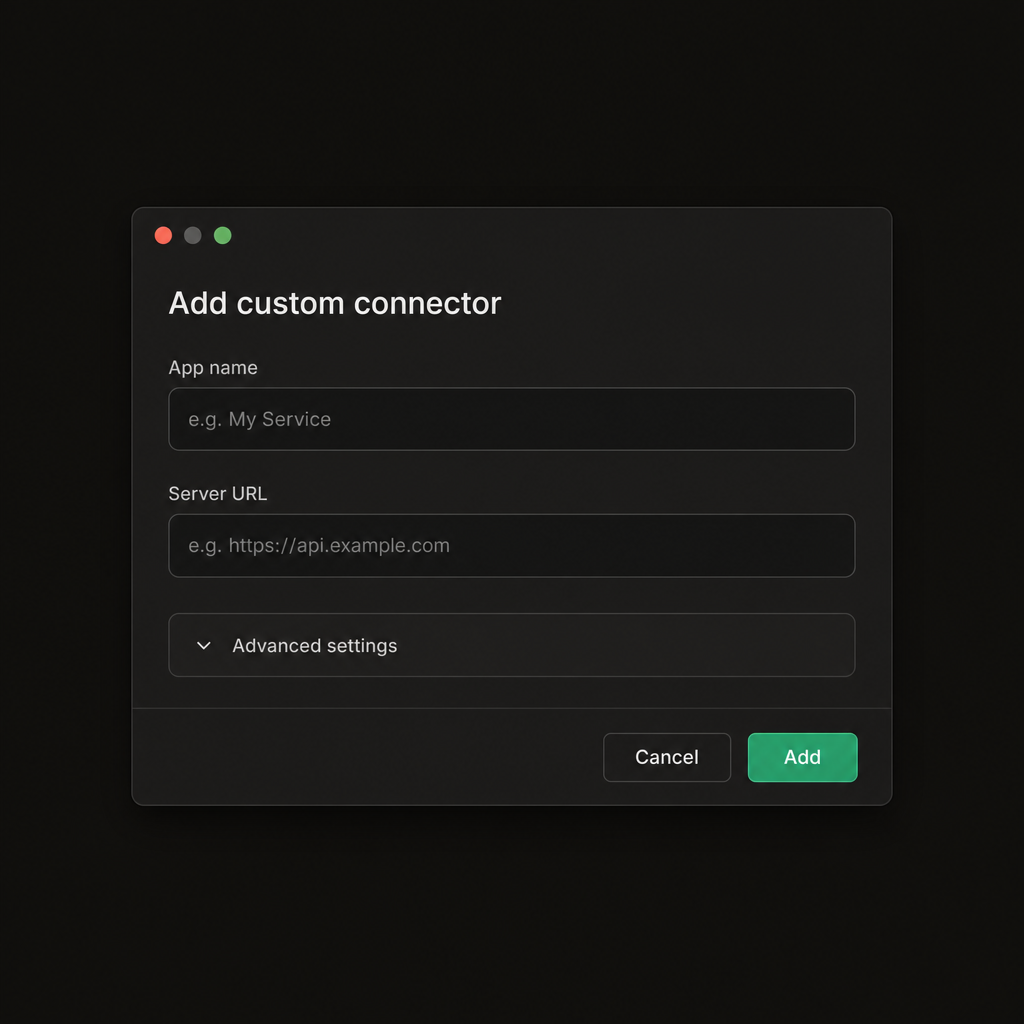 Claude Desktop "Add custom connector" dialog